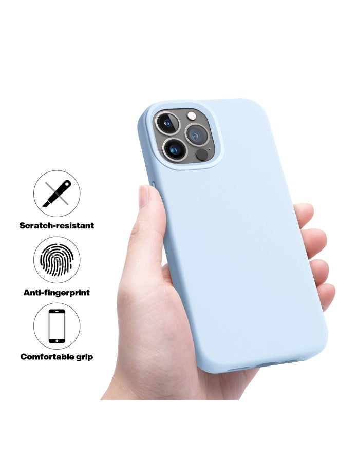 متوافق مع غطاء هاتف iPhone 12 Pro Max مقاس 6.7 بوصة، غطاء نحيف من السيليكون السائل، 4 طبقات من المطاط الهلامي الناعم، غطاء حماية للهاتف مقاوم للصدمات مع بطانة من الألياف الدقيقة المضادة للخدش (أزرق فاتح) - Image 5